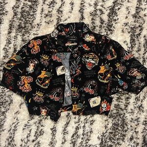Ed Hardy Black Graphic Crop Top